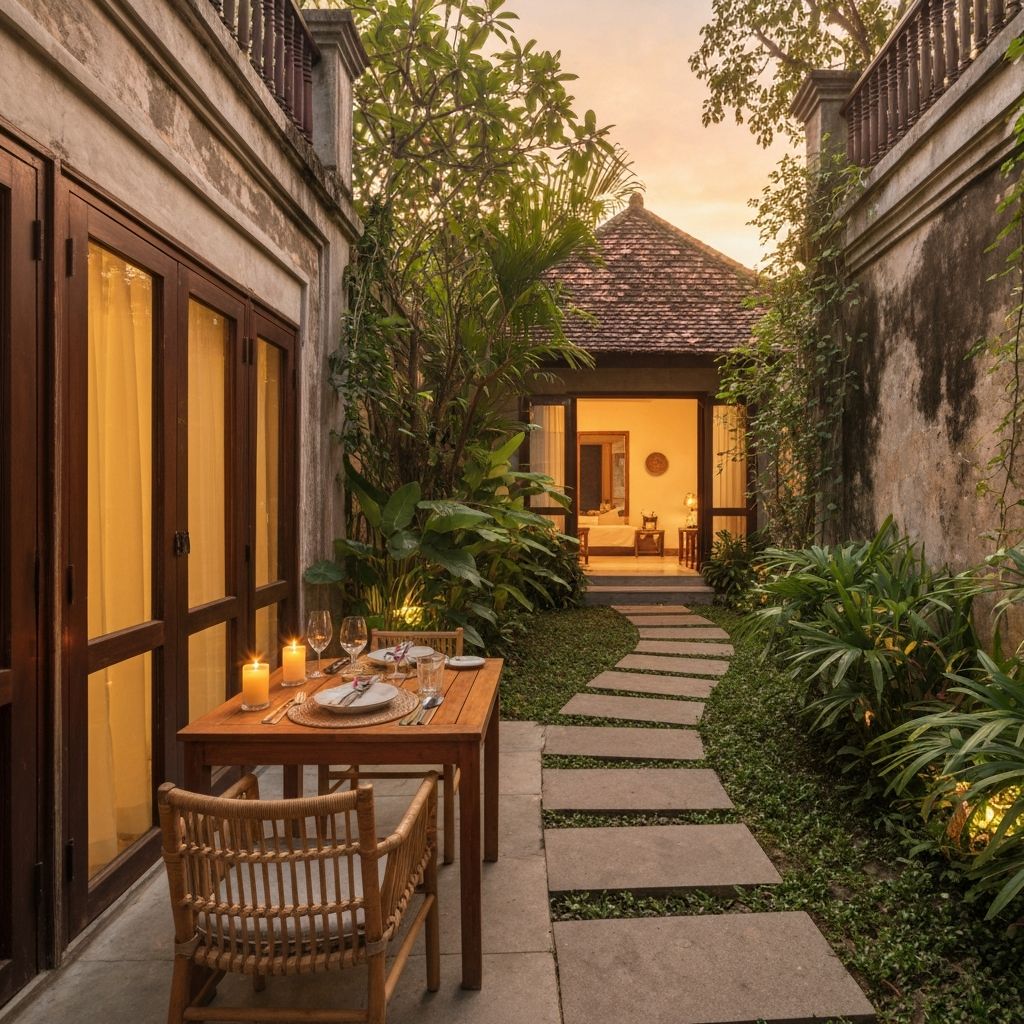 Sân vườn SoftSpot lúc chiều tối